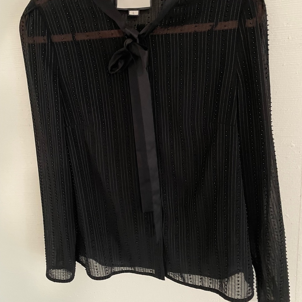 Alexis Black Sheer Bow-Front with matching tank top camisole Large